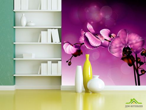 выбрать Фотообои Орхидеи фиолетовые Фотообои Фотообои Цветы: квадратная ориентация на стену