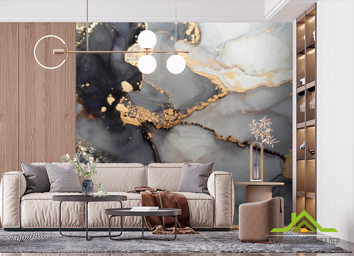 Фотообои Флюид чб с золотом