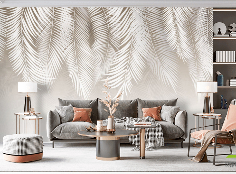 выбрать Фотошпалери сірі листя на стіну Каталог фотошпалер на стіну