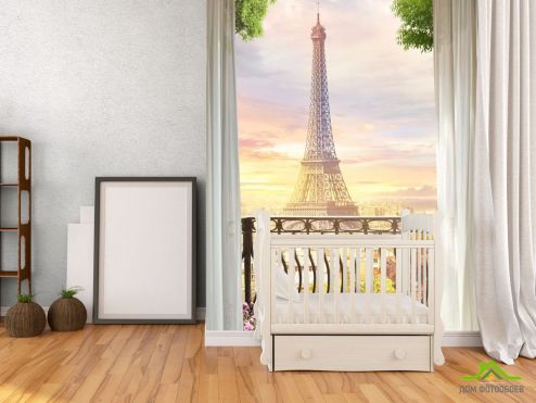выбрать Фотообои вид на Эйфелеву башню с балкона Фотообои, цвет: «» на стену