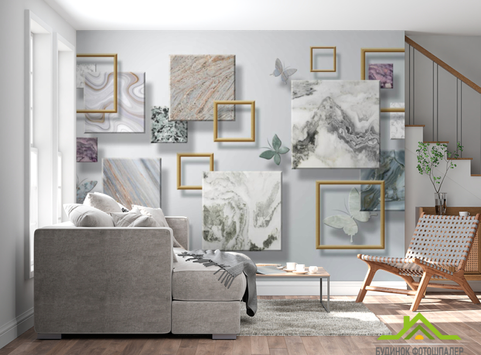 выбрать Фотошпалери 3Д квадрати з мармуру Каталог фотошпалер на стіну