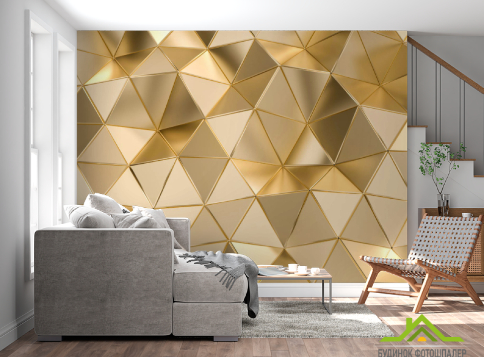 выбрать Фотошпалери 3Д золоті трикутники Каталог фотошпалер на стіну