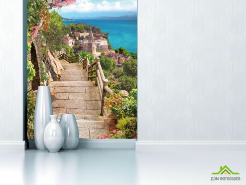 выбрать Фотообои Фреска лестница к морю Фотообои Фрески на стену