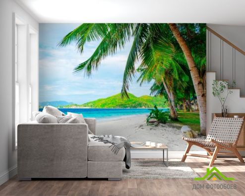 выбрать Фотообои Пальмы и пляж Голубые фотообои на стену