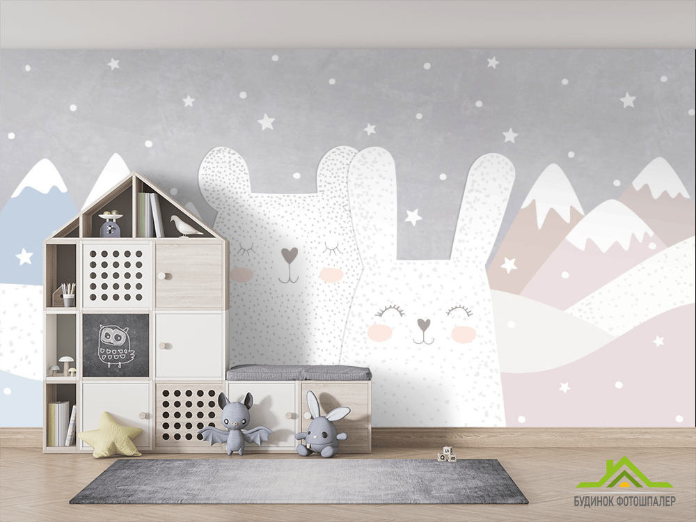 Фотошпалери Зайчик і ведмедик