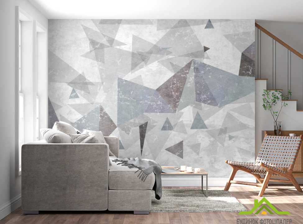 выбрать Фотошпалери сірі трикутники Каталог фотошпалер на стіну