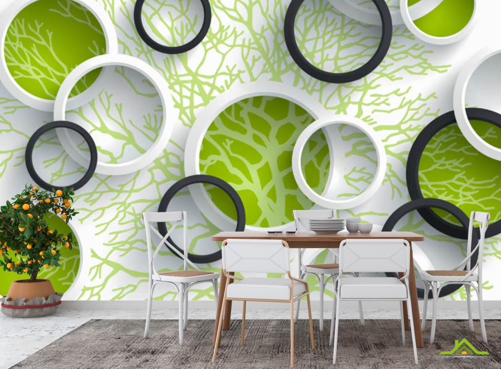 выбрать Фотообои Круги зелёные 3д Каталог фотообоев на стену