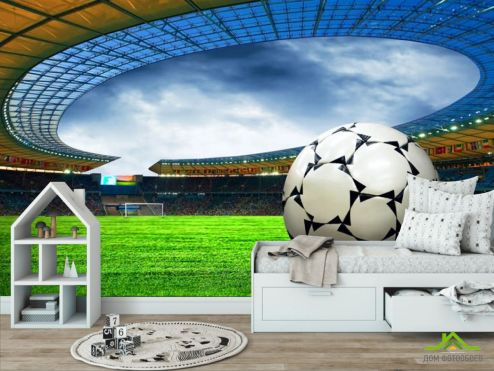 выбрать Фотообои Мяч на футбольном поле Фотообои футбол на стену