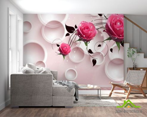 выбрать Фотообои 3д розы и круги Фотообои Цветы на стену