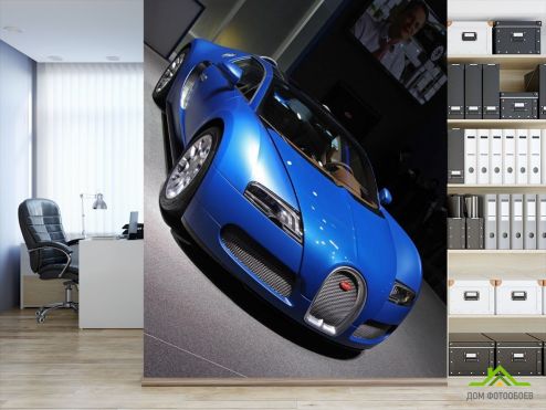 выбрать Фотообои синий Bugatti Veyron Фотообои Фотообои Транспорт: вертикальная ориентация на стену