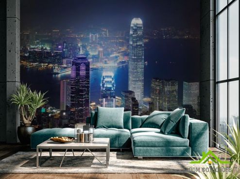 выбрать Фотообои Вид сверху, Гонконг Фотообои Фотообои Города: горизонталная, горизонтальная ориентация на стену