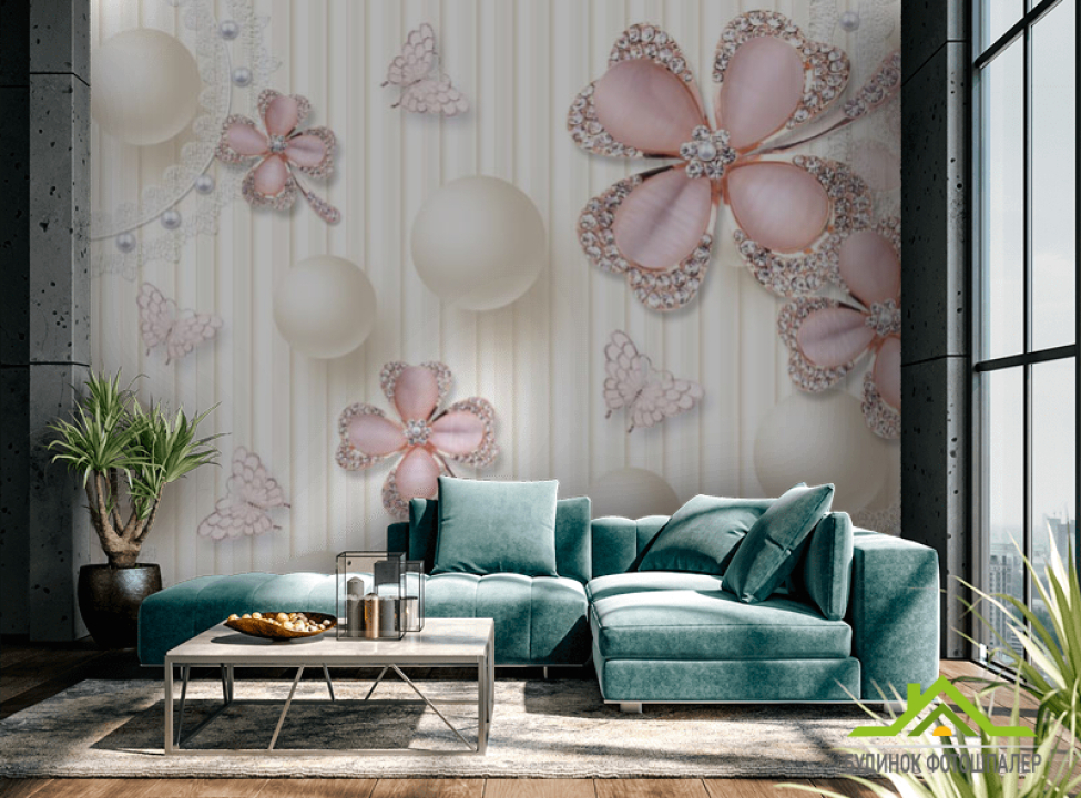 выбрать Фотообои Розовые брошки Каталог фотообоев на стену