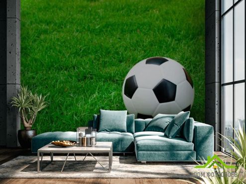 выбрать Фотообои Футбольный мяч Фотообои Фотообои Спорт: картинка, зелений, зеленый  на стену