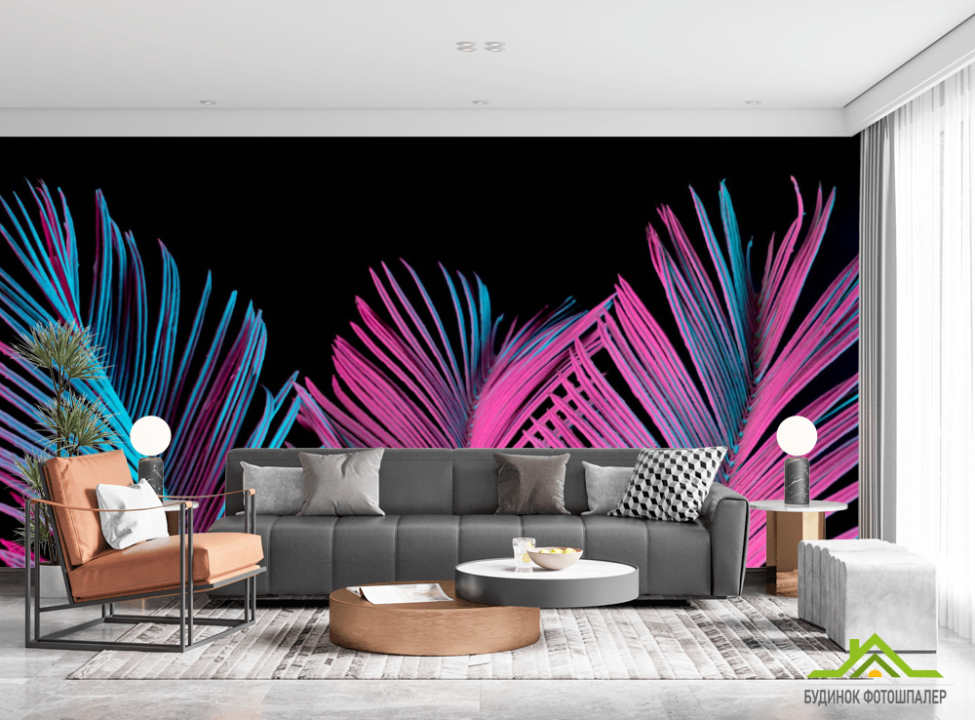 выбрать Фотошпалери неонові листя Каталог фотошпалер на стіну