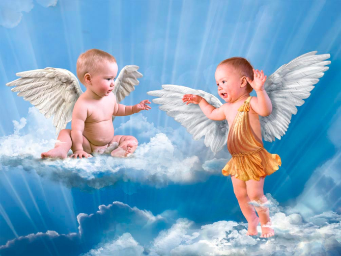 Фотообои Ангелочки на облаках