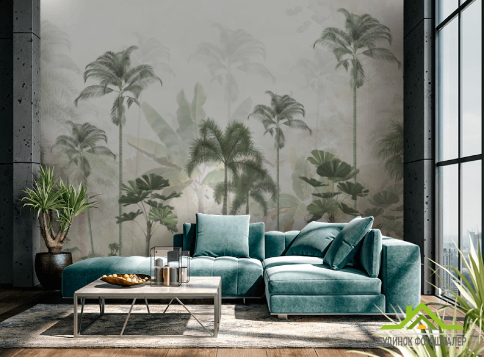 выбрать Фотошпалери тропічні пальми в тумані. Каталог фотошпалер на стіну