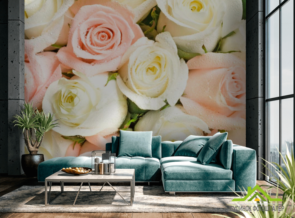 выбрать Фотообои Белые и кремовые розы Фотообои Розы на стену