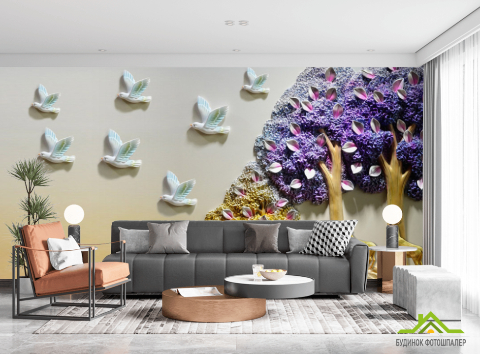 выбрать Фотообои Деревья с птицами Каталог фотообоев на стену