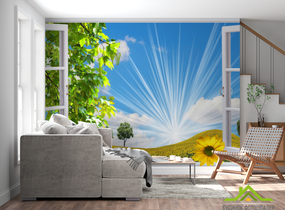 выбрать Фотообои Вид из окна на небо Каталог фотообоев на стену