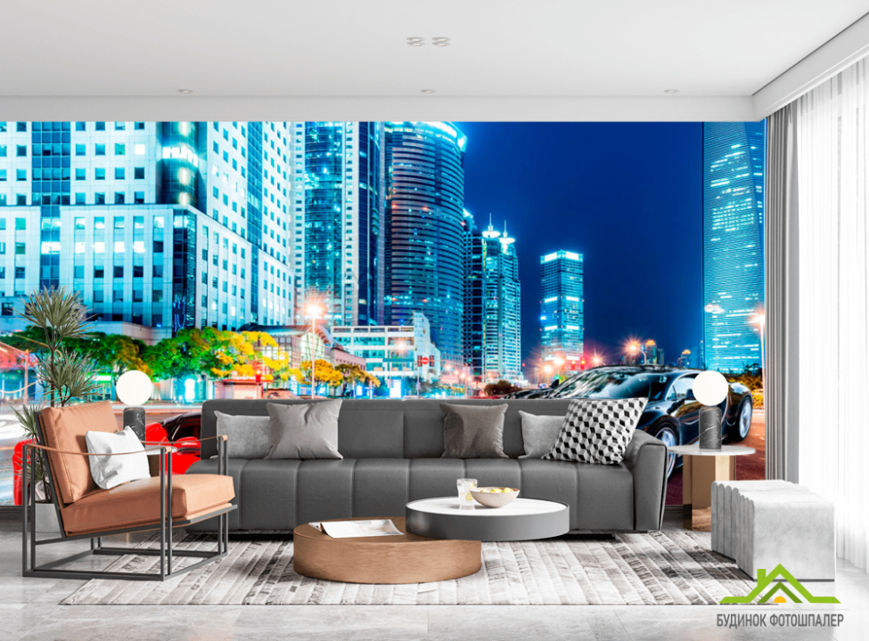 выбрать Фотообои Машины на фоне города Фотообои Транспорт на стену