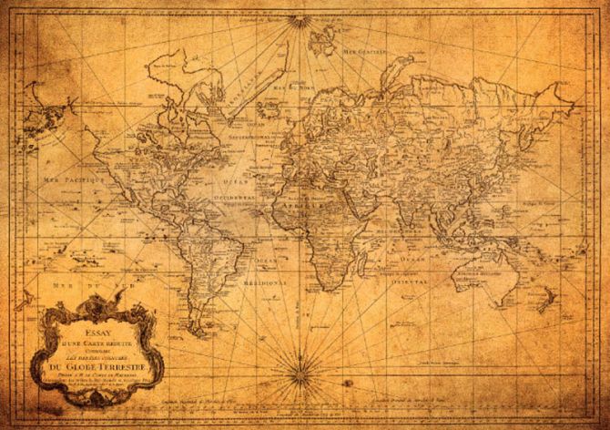 Фотошпалери старовинна карта світу