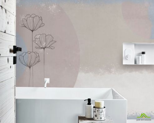 выбрать Фотообои Дизайнерский принт с цветами Фотообои в ванную на стену