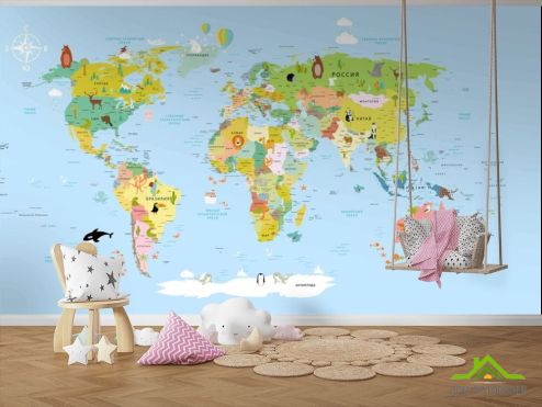выбрать Шпалери в дитячу Карта Фотошпалери Розвиваючі карти на стіну