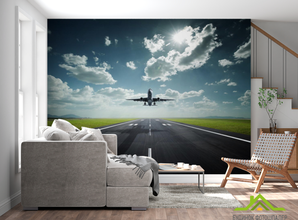 выбрать Фотообои самолет над взлетной полосой Каталог фотообоев на стену
