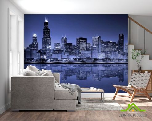 выбрать Фотообои Чикаго в воде New Yorkа Фотообои Город на стену