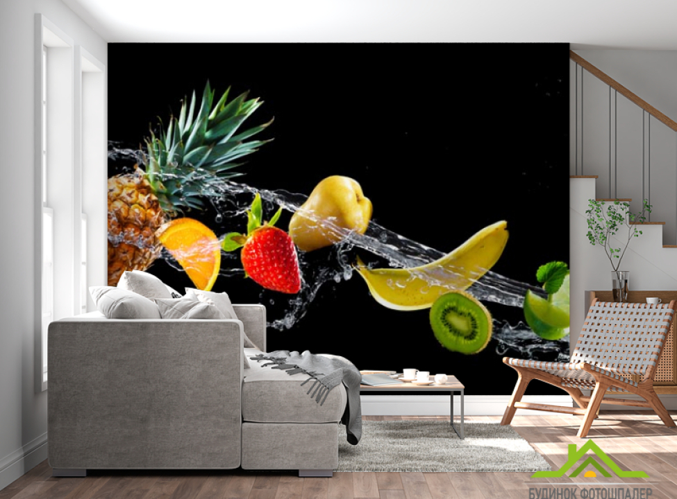 выбрать Фотообои фрукты и вода на черном фоне Каталог фотообоев на стену
