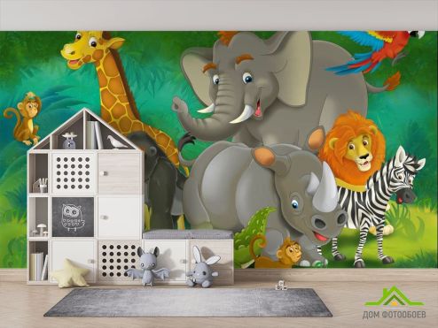 выбрать Фотообои Животные в джунглях Фотообои Фотообои в детскую: горизонталная, горизонтальная ориентация на стену