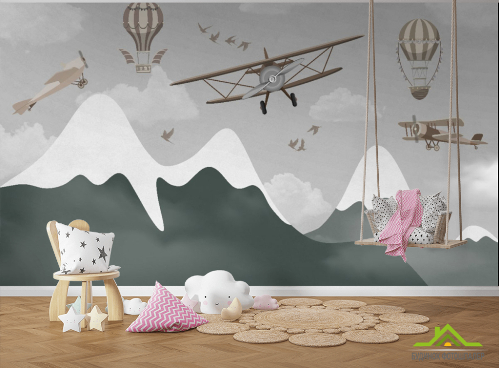 выбрать Фотообои детские горы и самолеты Каталог фотообоев на стену