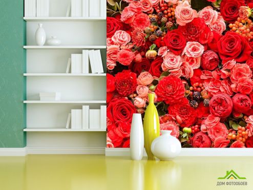 выбрать Фотошпалери Букет червоних квітів Фотошпалери Фотошпалери Квіти: квадратна орієнтація на стіну