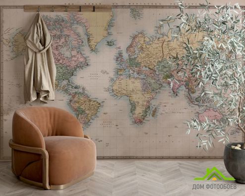 выбрать Фотошпалери Карта світу з маштабом Фотошпалери Фотошпалери карта Світу: квадратна, горизонтальна орієнтація на стіну