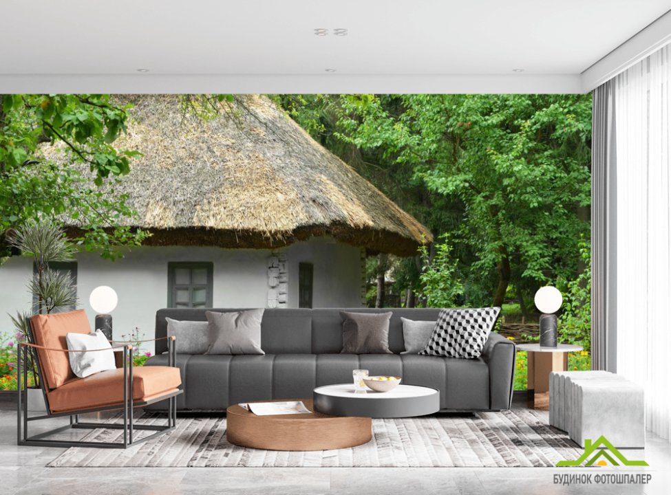 выбрать Фотошпалери будиночок з солом'яним дахом Каталог фотошпалер на стіну