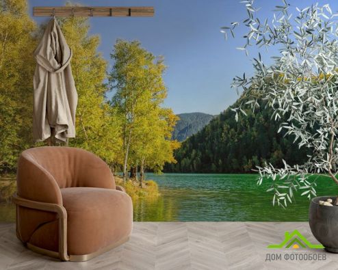 выбрать Фотообои зеленое осеннее озеро Фотообои Фотообои Природа: горизонталная, горизонтальная ориентация на стену