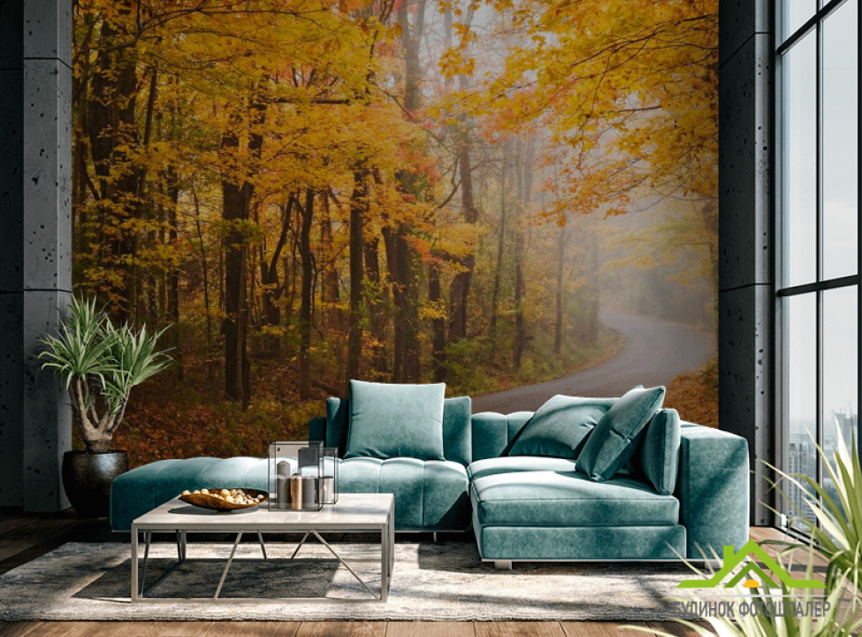 выбрать Фотошпалери Крута дорога, осінь Фотошпалери ліс на стіну