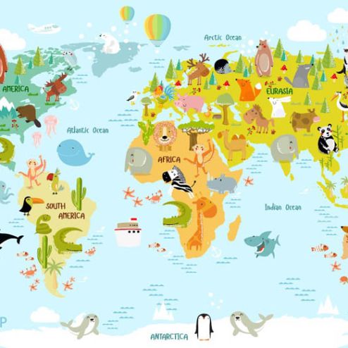 выбрать Фотообои карта мира в детскую  на стену