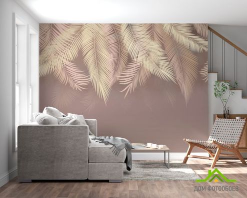 выбрать Фотообои графические  пальмовые листья Фотообои Дизайнерские листья на стену