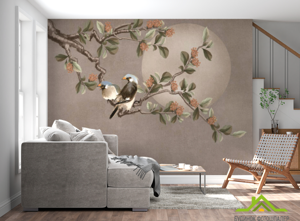 выбрать Фотошпалери птиці на гілці Каталог фотошпалер на стіну