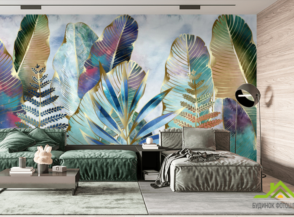 выбрать Фотошпалери золото тропічні листя Каталог фотошпалер на стіну