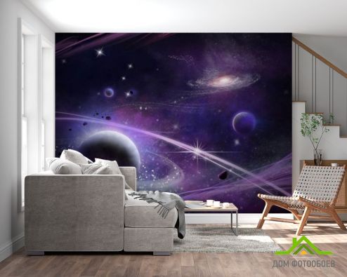 выбрать Фотообои Фиолетовые планеты Фотообои Фотообои Космос: горизонталная, горизонтальная ориентация на стену