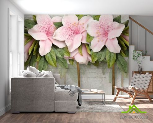 выбрать Фотообои Розовые цветы Фотообои 3Д барельеф на стену