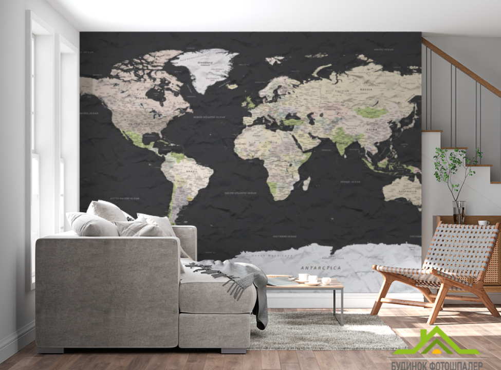 выбрать Фотошпалери Чорна 3D карта Каталог фотошпалер на стіну