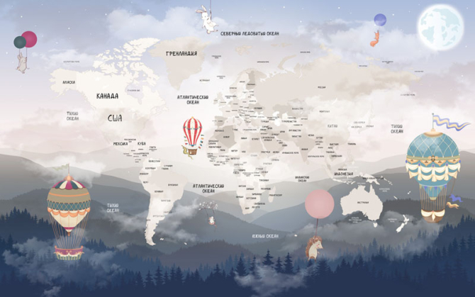 Фотошпалери карта Дитяча на тлі Скандинавських гір українською