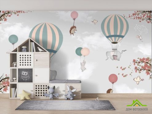 выбрать Фотошпалери тварини на повітряних кульках Фотошпалери Little kids на стіну