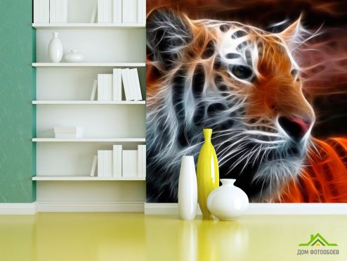выбрать Фотообои Огненный тигр Фотообои Фотообои Животные: Тигры, квадратная на стену