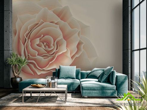 выбрать Фотошпалери Бежева об'ємна троянда Фотошпалери, колір: «квадратна, горизонтальна» на стіну