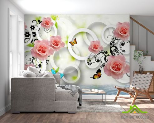 выбрать Фотообои 3д розы Фотообои 3D фотообои: горизонталная, горизонтальная ориентация на стену