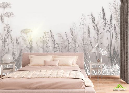 выбрать Фотообои Сухоцветы в постельных тонах Фотообои в спальню: горизонталная, горизонтальная ориентация на стену